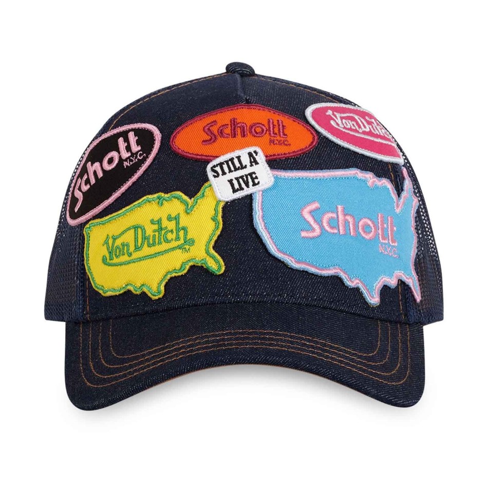 Trucker Cap Von Dutch x Schott "Patch Denim (Caps) Von Dutch on FrenchMarket