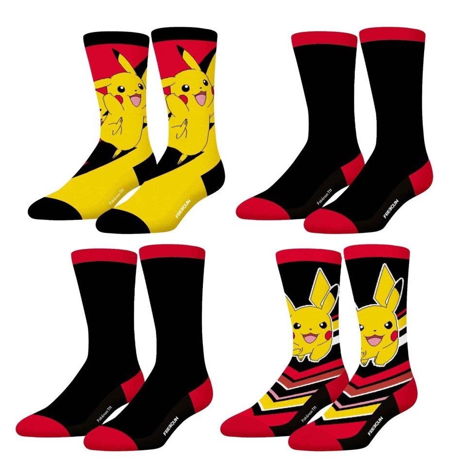 Lot de 4 Paires de Chaussettes Homme "Pokemon" (Chaussettes fantaisies) Freegun chez FrenchMarket