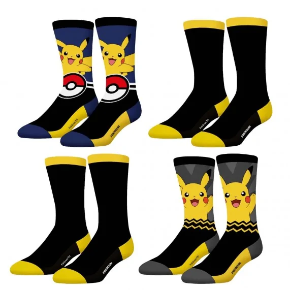 Lot de 4 Paires de Chaussettes Homme "Pokemon" (Chaussettes fantaisies) Freegun chez FrenchMarket