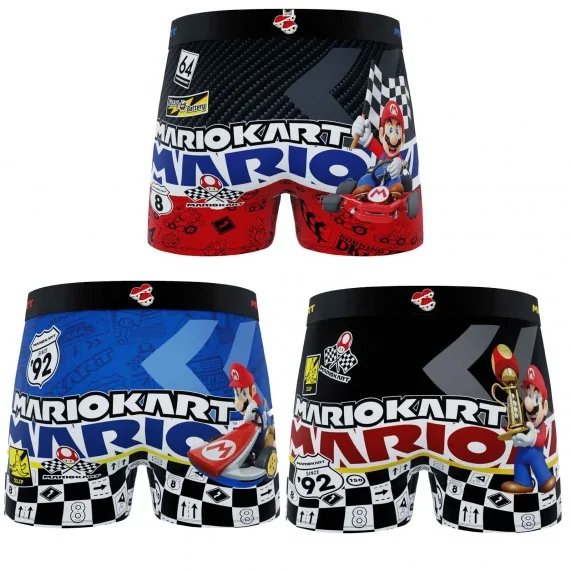 3er-Set Boxershorts für Männer aus Mikrofaser "Super Mario Kart" (Boxershorts für Männer) Freegun auf FrenchMarket