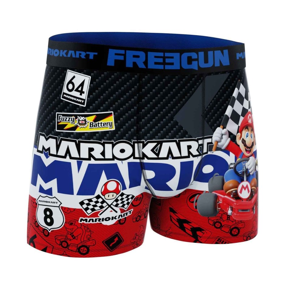 FREEGUN Set om 3 "Super Mario Kart" mikrofiberboxershorts för män
