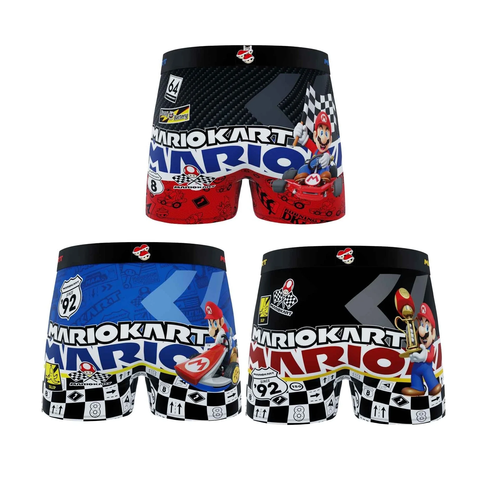Boxer Garçon FREEGUN Mario Kart - Licence Officielle, Tissu Extensible 92% Polyester 8% Élasthanne - 10