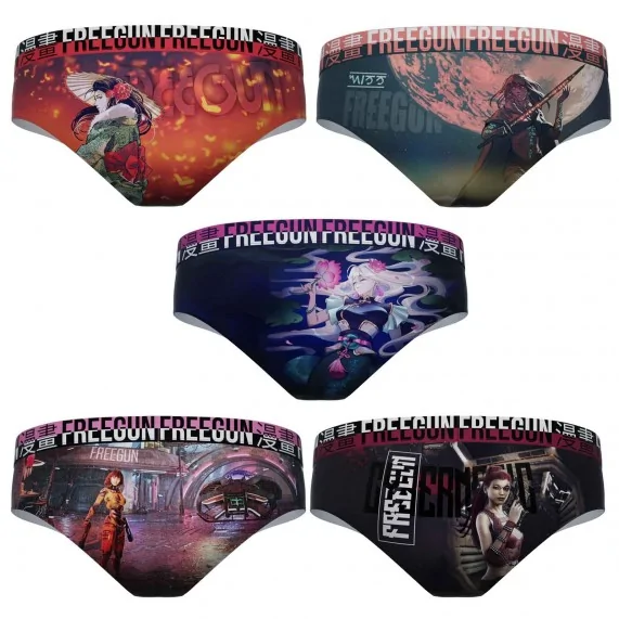 Set van 5 "Animal-Skull" meisjesboxershorts (Boxers/Shorty) Freegun chez FrenchMarket