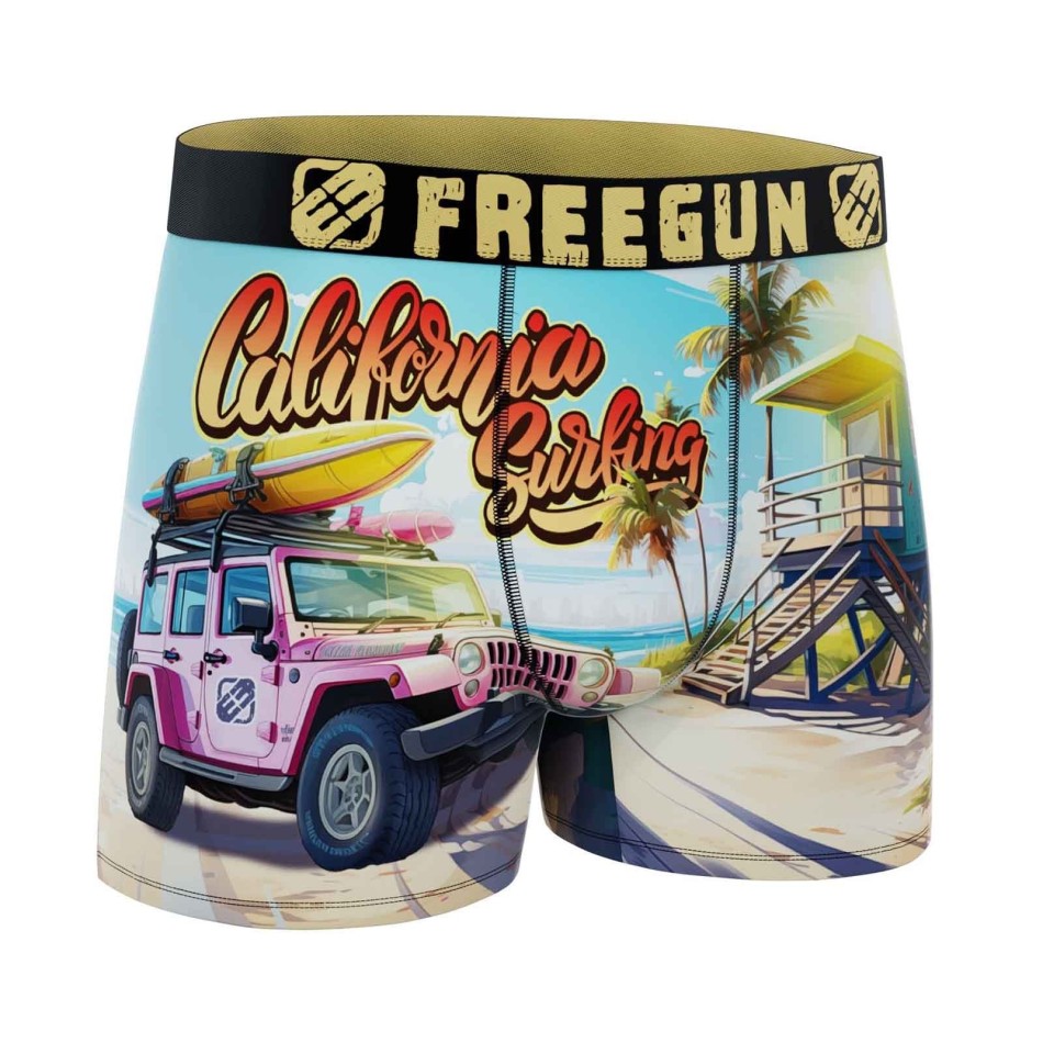 Set med 6 boxerkalsonger för män Freegun "Wild Summer - Bekväm och andningsbar mikrofiber - Sommaräventyrsmönster |French Market