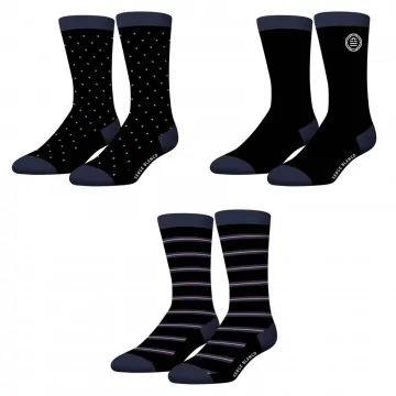 Lot de 3 paires de Chaussettes Homme en Coton "Rugby Square" (Chaussettes fantaisies) Serge Blanco chez FrenchMarket