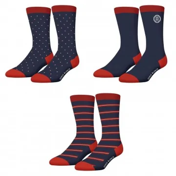 Lot de 3 paires de Chaussettes Homme en Coton "Rugby Square" (Fantasia) Serge Blanco chez FrenchMarket