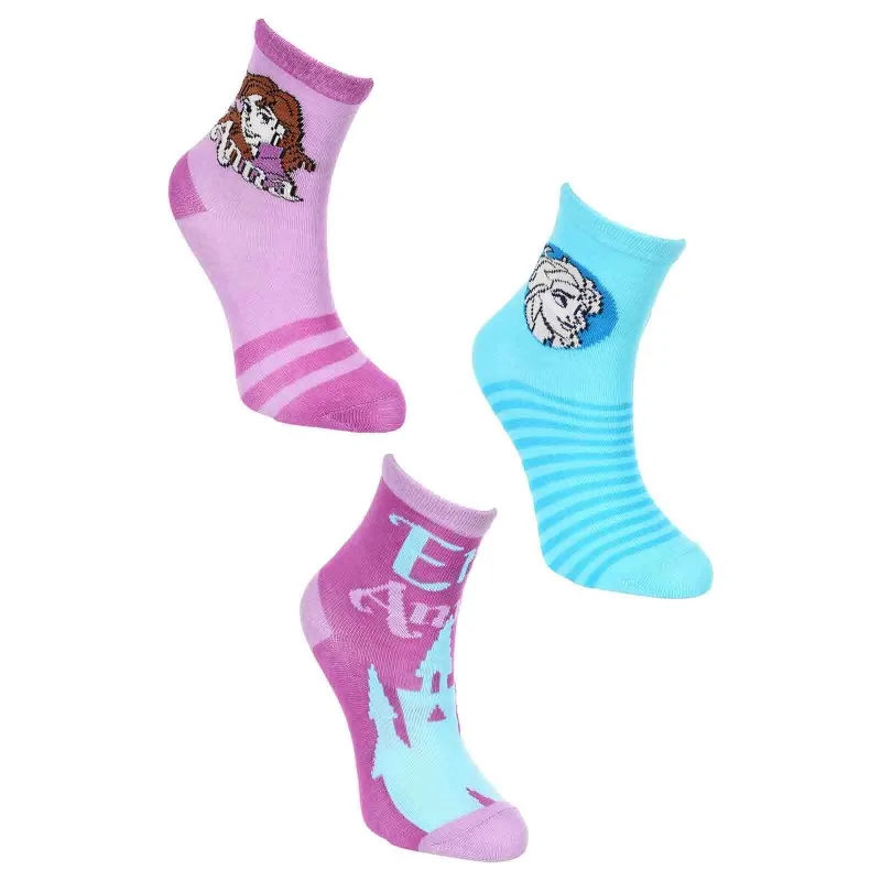 French Market - Lot de 3 Paires de Chaussettes Fille "Reines Des Neiges" Violet 27-30