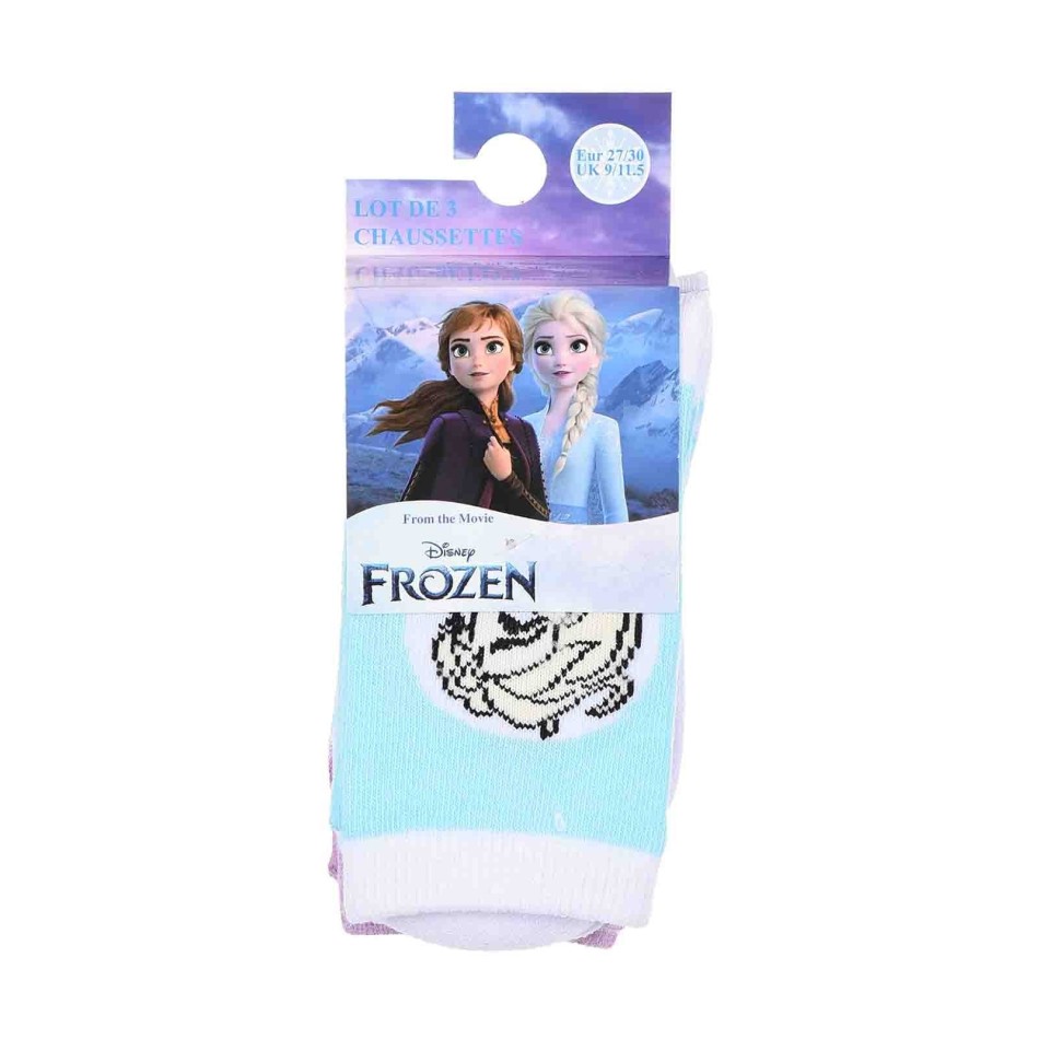 Set om 3 par Snow Queen-strumpor för flickor - Disneys officiella licens - Bomull