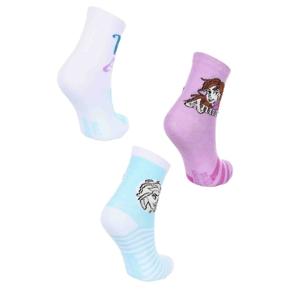 Set om 3 par Snow Queen-strumpor för flickor - Disneys officiella licens - Bomull