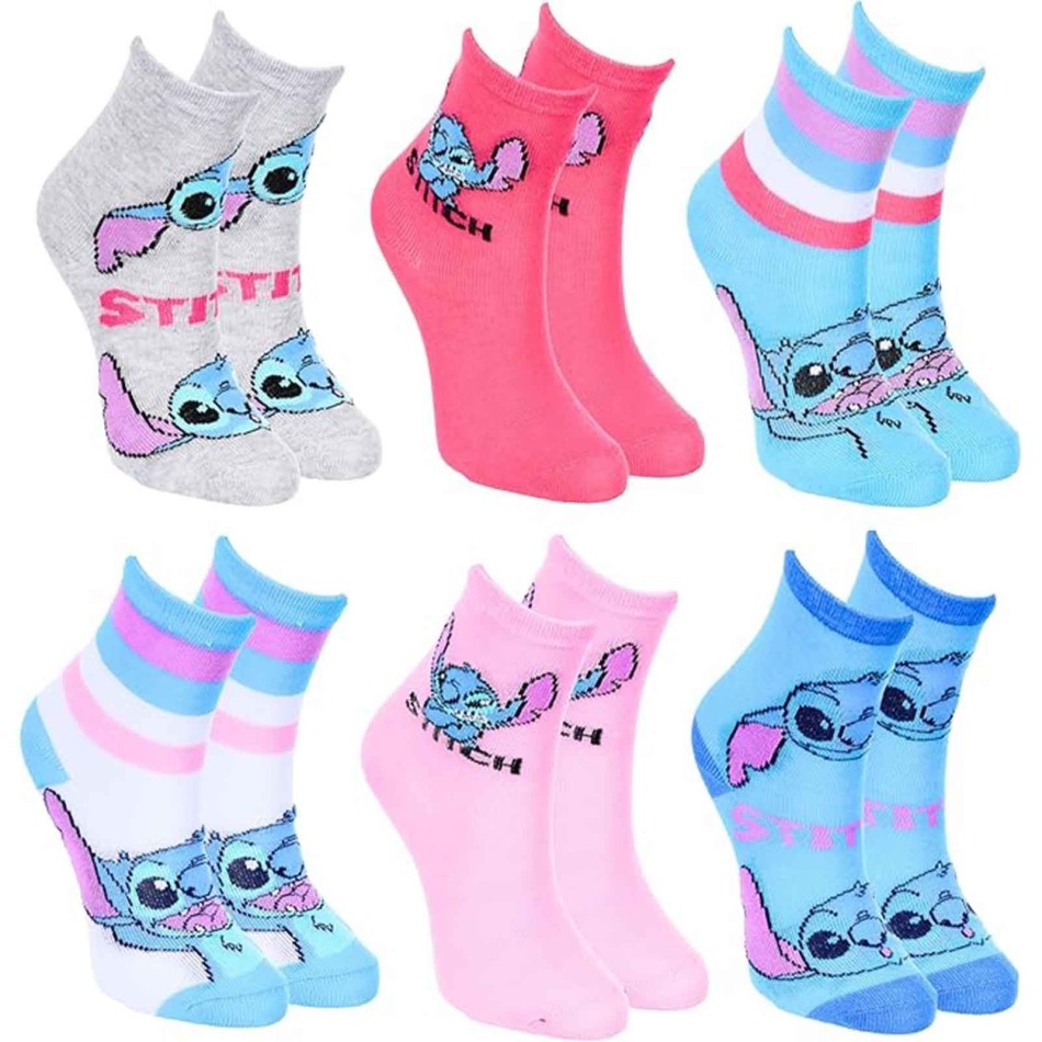 Lot de 6 Paires de Chaussettes Fille "Lilo & Stitch" (Chaussettes) French Market chez FrenchMarket