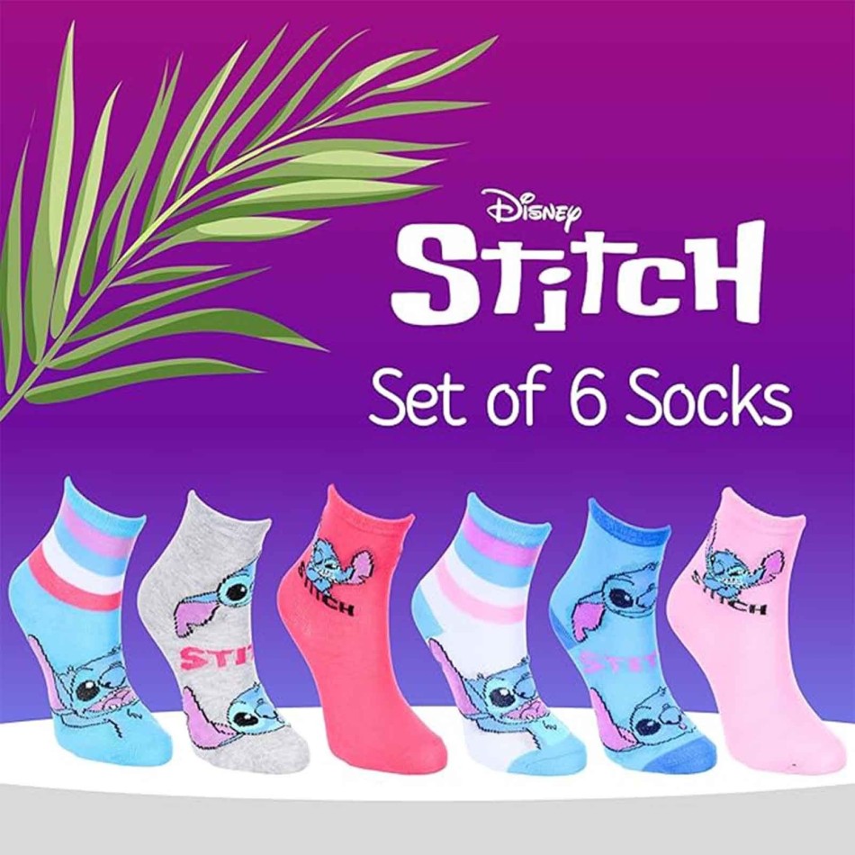 Förpackning med 6 par Lilo & Stitch flickstrumpor - Bomull - Officiell Disney-licens