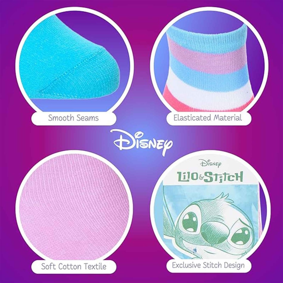 Förpackning med 6 par Lilo & Stitch flickstrumpor - Bomull - Officiell Disney-licens
