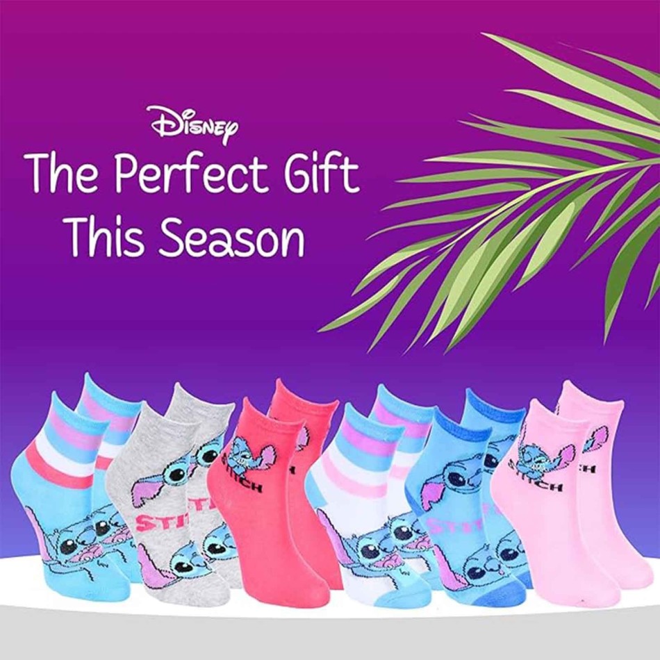 Förpackning med 6 par Lilo & Stitch flickstrumpor - Bomull - Officiell Disney-licens