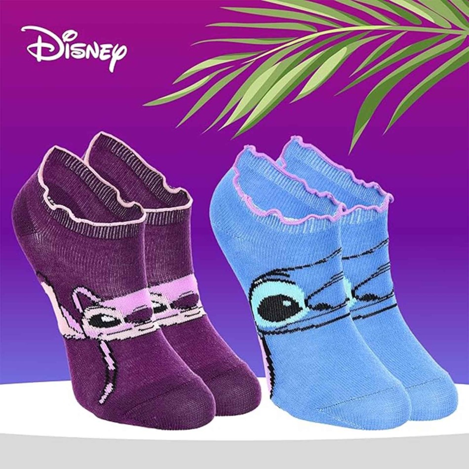 Förpackning med 6 par Lilo & Stitch Girl Socks - Frilly Finishes - Disney Licence