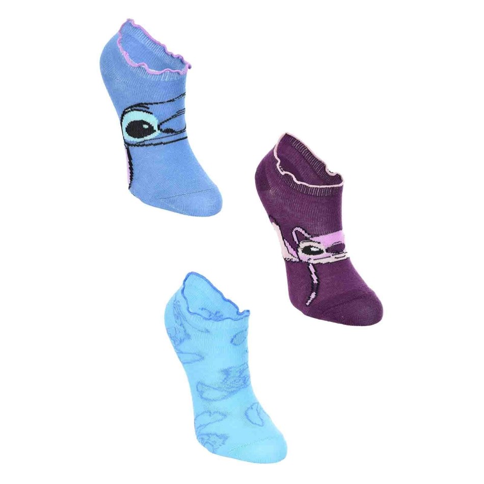 Förpackning med 6 par Lilo & Stitch Girl Socks - Frilly Finishes - Disney Licence