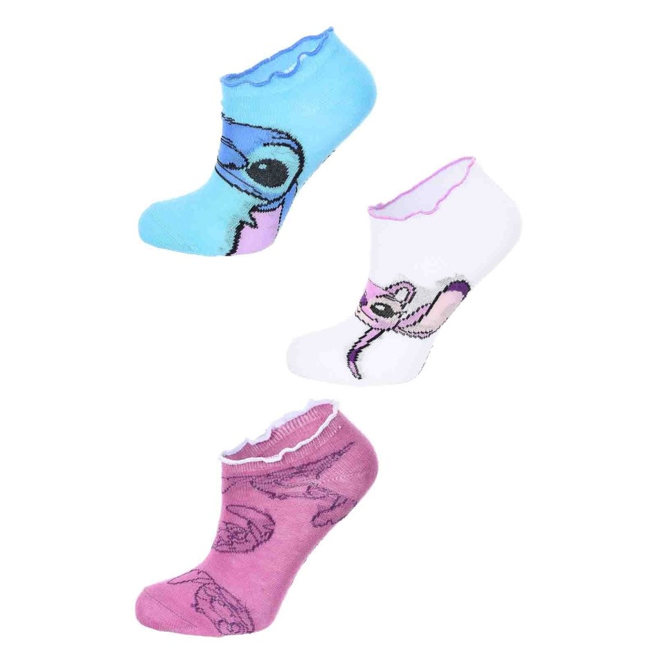 Förpackning med 6 par Lilo & Stitch Girl Socks - Frilly Finishes - Disney Licence
