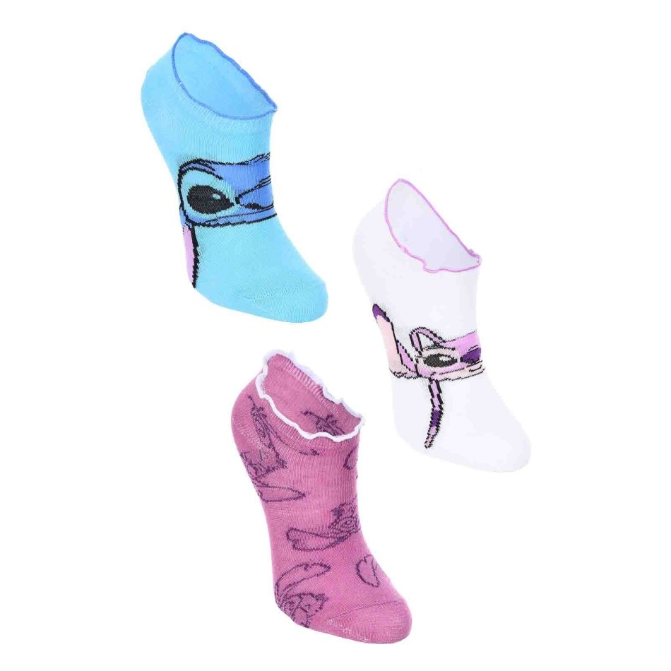 Förpackning med 6 par Lilo & Stitch Girl Socks - Frilly Finishes - Disney Licence