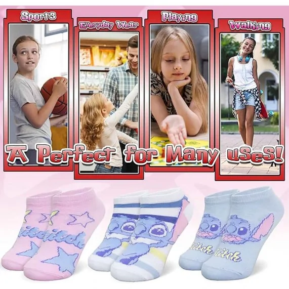 Lilo & Stitch 3-Pair Girls' Sock Set (Socks) French Market on FrenchMarket