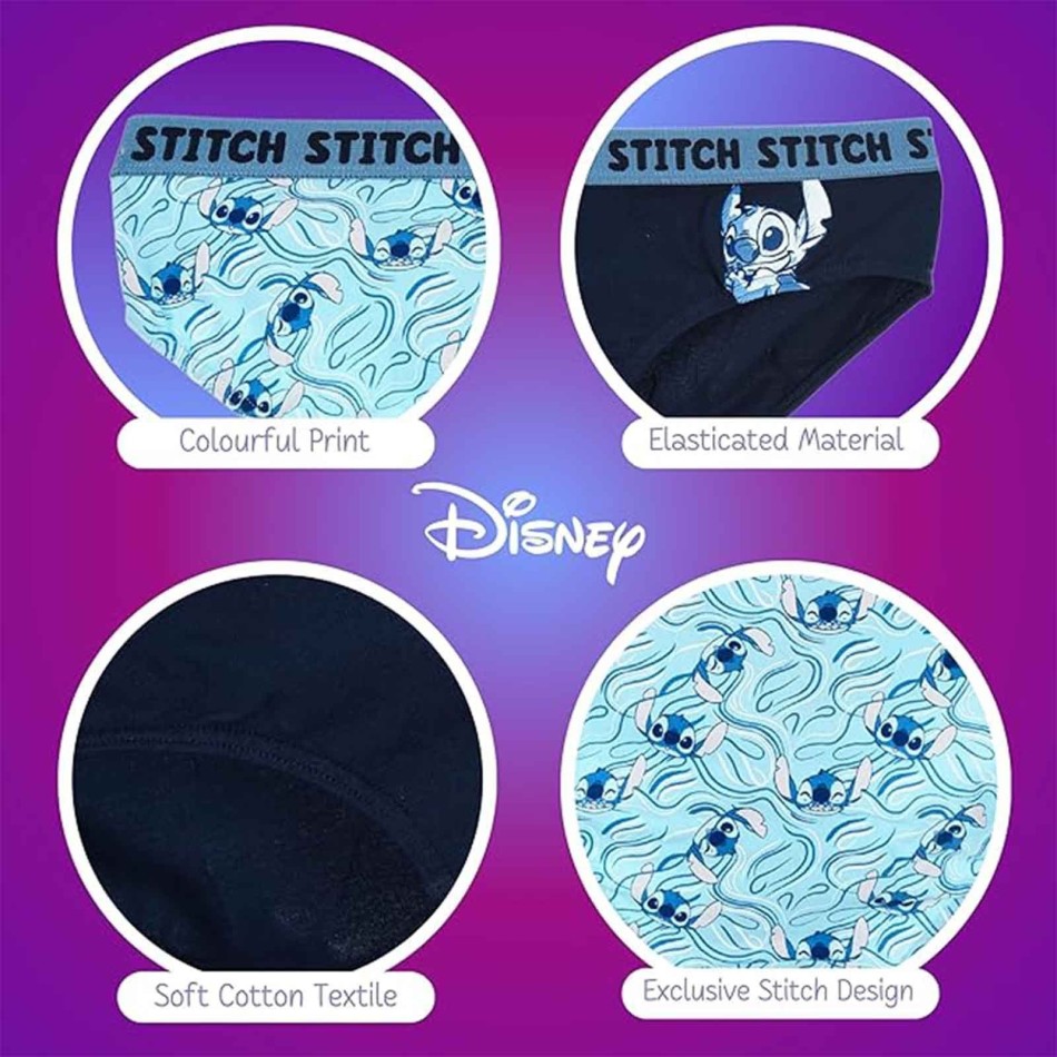 Set om 2 Disney Stitch damkalsonger - Bekväm bomull - Elastisk midja - Officiella underkläder