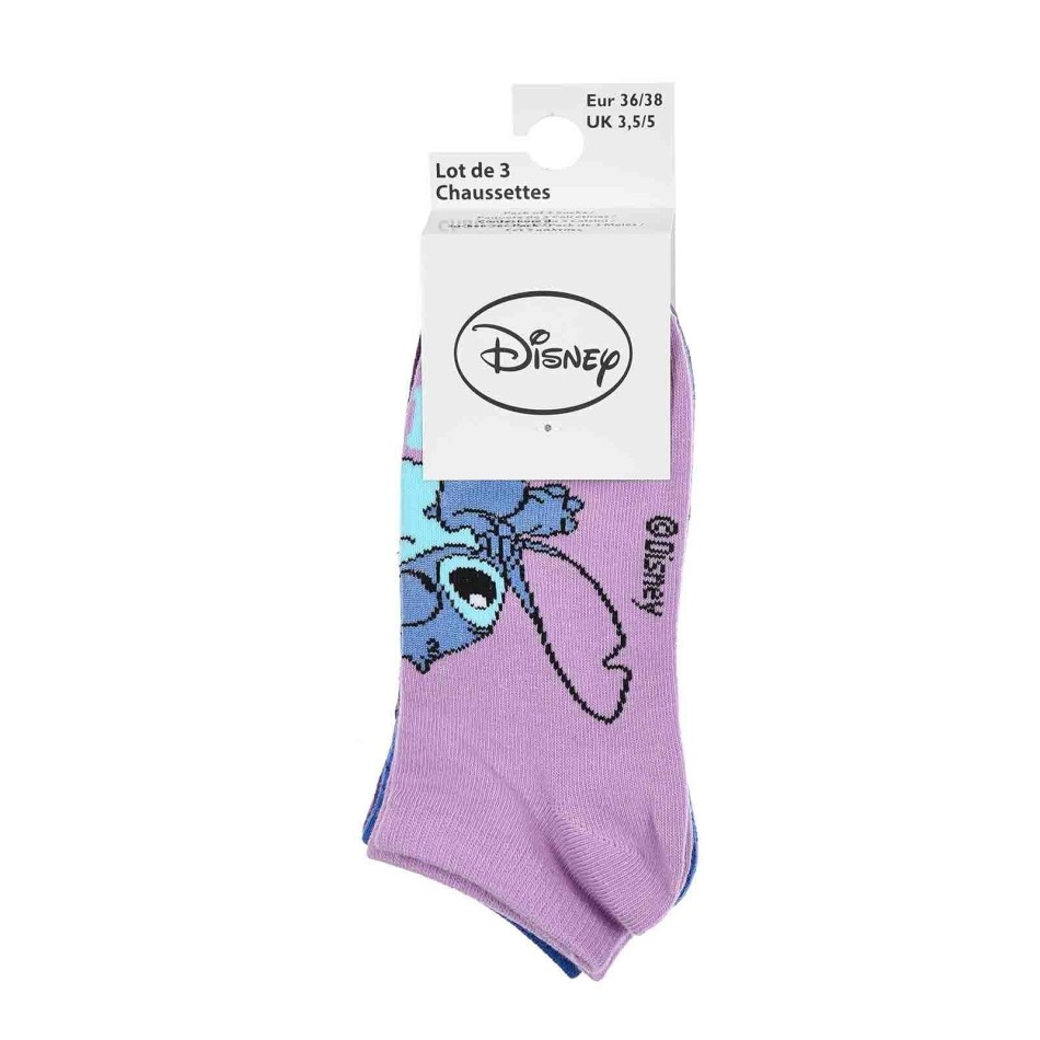 Lot de 3 Paires de Socquettes Femme Coton "Lilo & Stitch"
