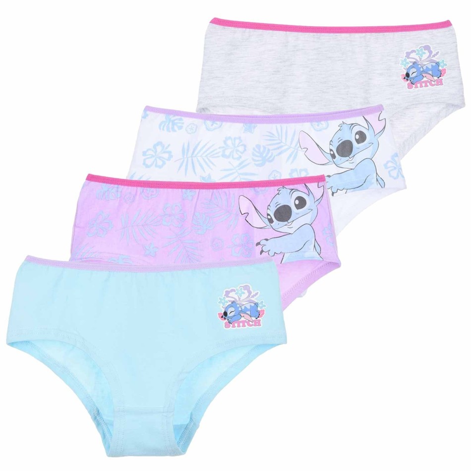 Set om 4 "Lilo & Stitch" Girls Cotton Shorties - Bekväma och färgglada Disney-underkläder
