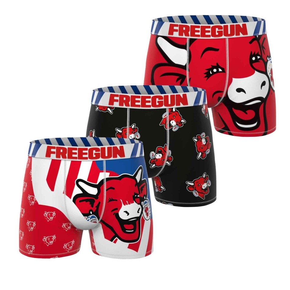 Lote de 3 calzoncillos bóxer de algodón para hombre "La vaca que ríe (Calzoncillos para hombre) Freegun chez FrenchMarket