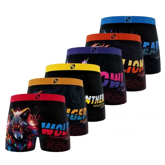 6er-Pack Boxershorts "Tiere" für Männer aus Mikrofaser (Boxershorts für Männer) Freegun auf FrenchMarket