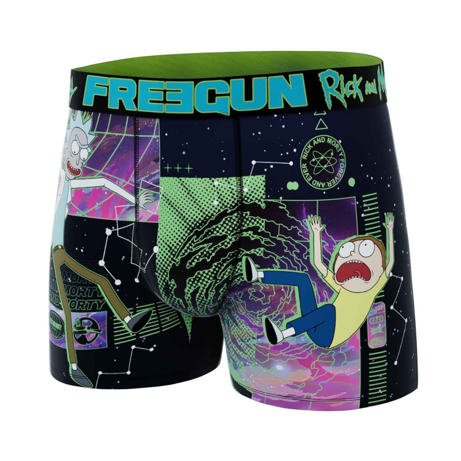 FREEGUN Mikrofiber Rick and Morty Boxerkalsong för män - Officiell licens