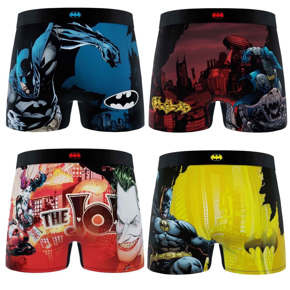 Juego de 4 calzoncillos DC COMICS Batman para hombre (Calzoncillos para hombre) Freegun chez FrenchMarket