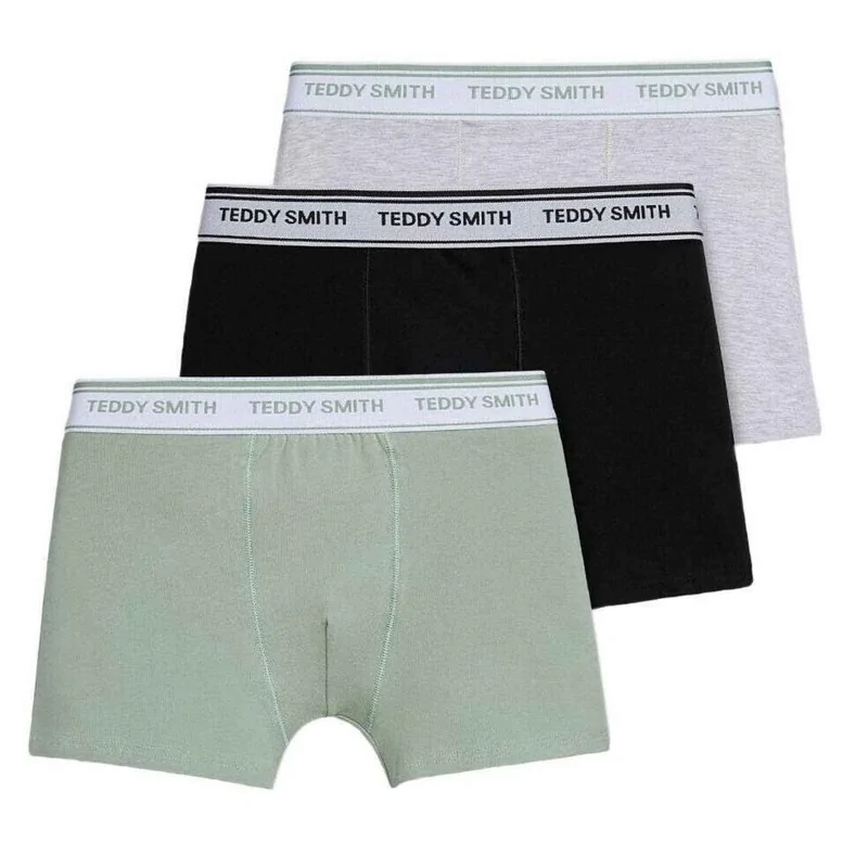 Teddy Smith - Lot de 3 Boxers Homme Coton "Kaki" S Kaki / Noir / Gris