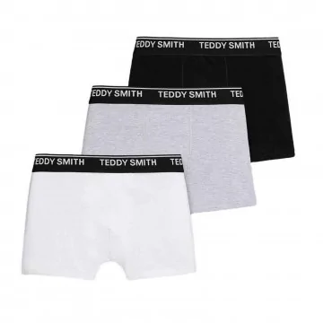Boxer da uomo in cotone "Bianco Grigio Nero" Set di 3 pezzi (Boxer da uomo) Teddy Smith chez FrenchMarket
