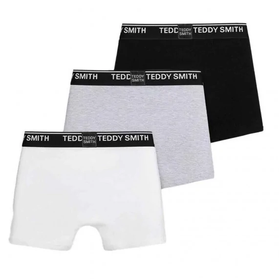 Juego de 3 boxers de algodón para hombre "White Grey Black (Calzoncillos para hombre) Teddy Smith chez FrenchMarket