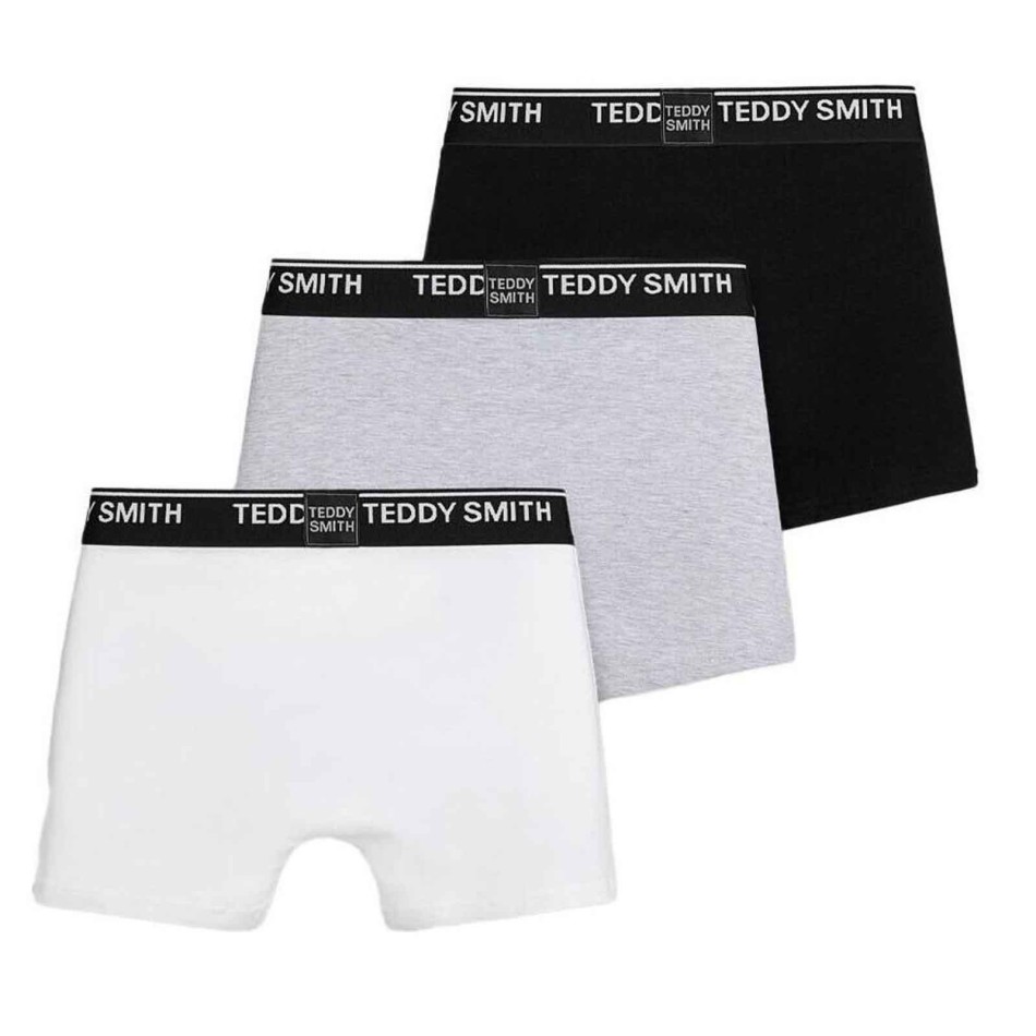 Set om 3 herrboxershorts i bomull "White Grey Black" - Teddy Smith