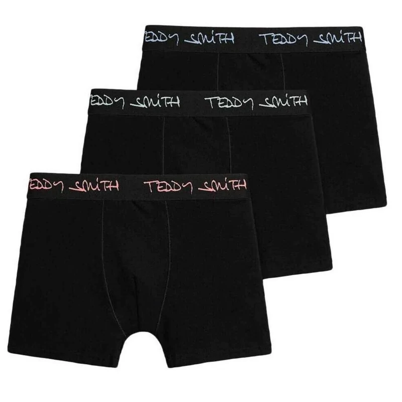 Teddy Smith - Lot de 3 Boxers Homme Coton "Blacky Logo" XL Noir