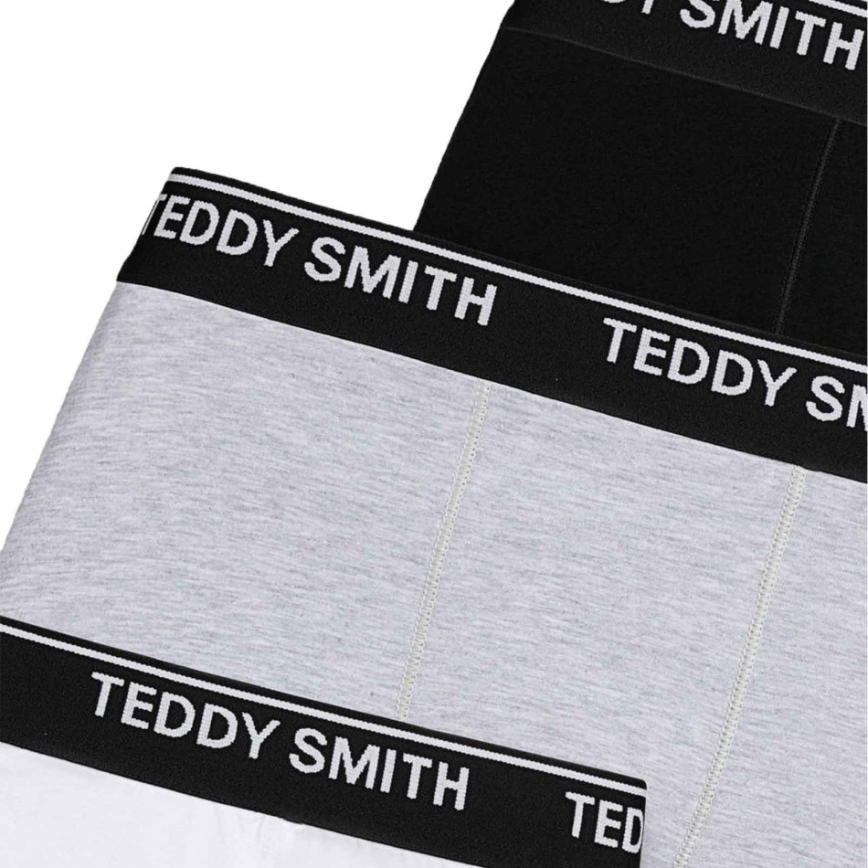 Set om 3 herrboxershorts i bomull "White Grey Black" - Teddy Smith