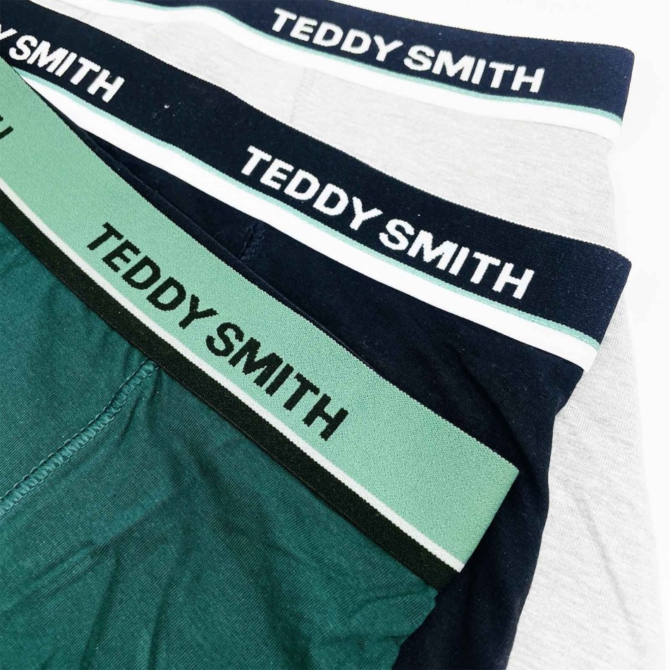 Set om 3 Boxershorts i bomull, grön, grå, svart, för män - Teddy Smith