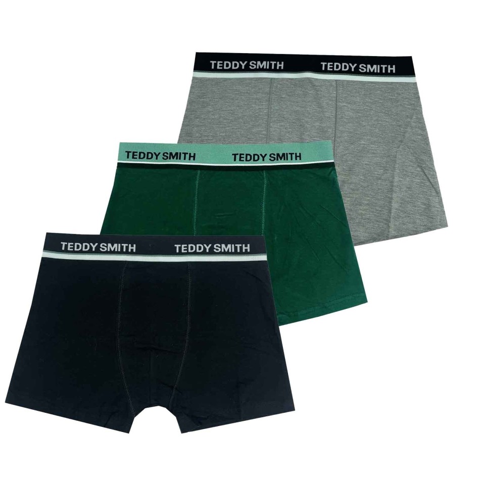 Set of 3 Men's Boxers Cotton Green Grey Black - Teddy Smith
