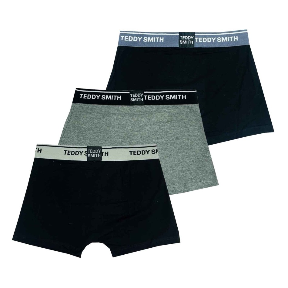 Set om 3 herrboxershorts i svartgrå bomull - Teddy Smith