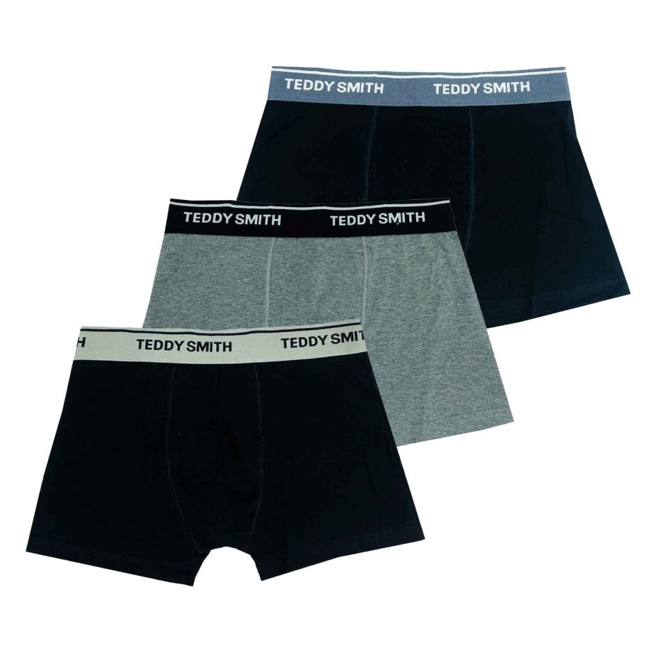 3er-Pack Boxershorts für Männer aus Baumwolle "Black Grey (Boxershorts für Männer) Teddy Smith auf FrenchMarket