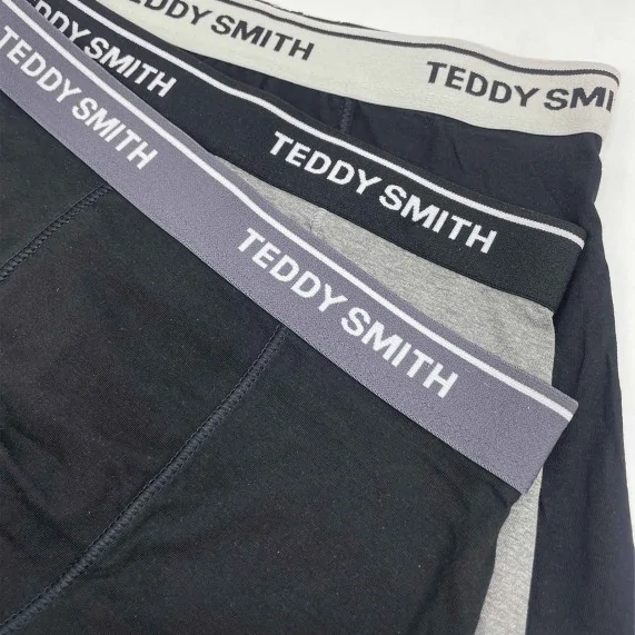 Juego de 3 bóxers de algodón "Black Grey" para hombre (Calzoncillos para hombre) Teddy Smith chez FrenchMarket