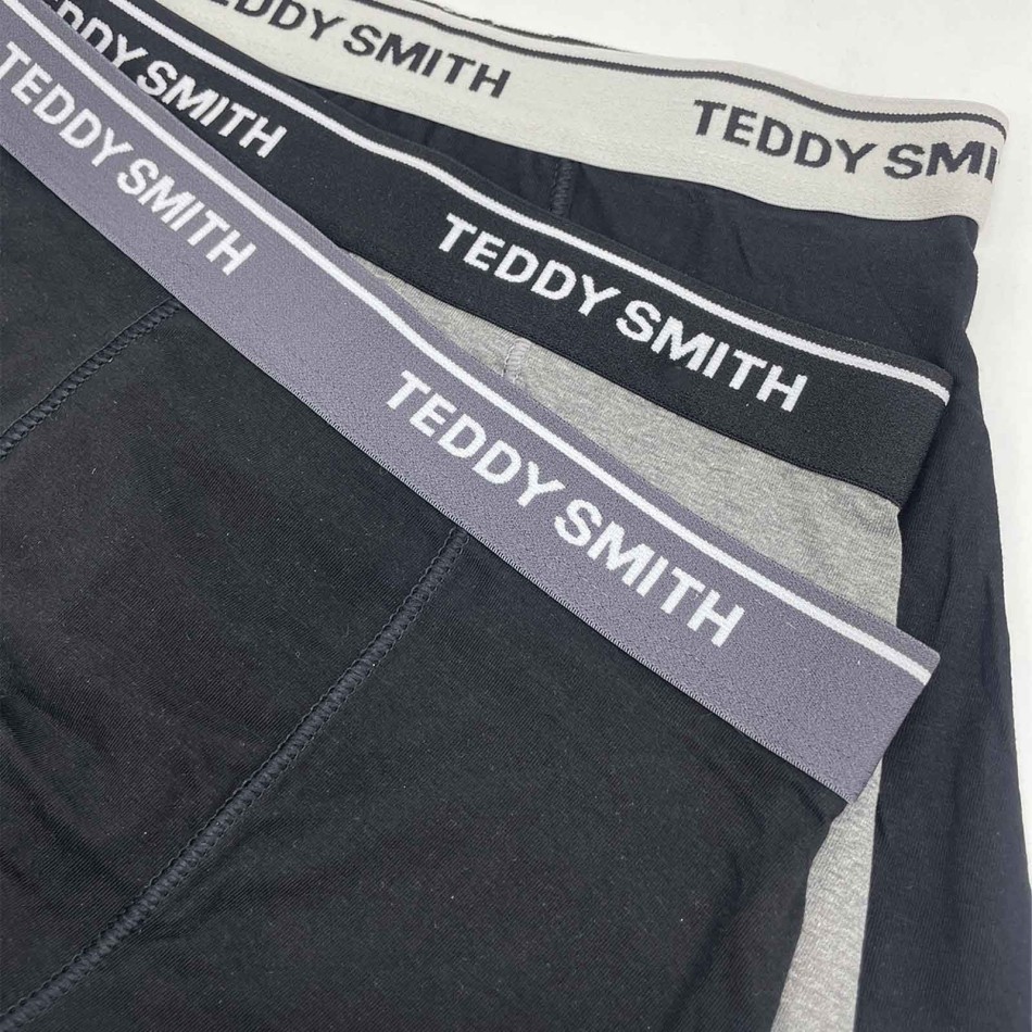 Set of 3 Men's Black Grey Cotton Boxers - Teddy Smith