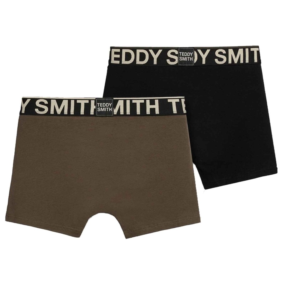 Set di 2 boxer in cotone "Blacky Kaki" da uomo (Boxer da uomo) Teddy Smith chez FrenchMarket