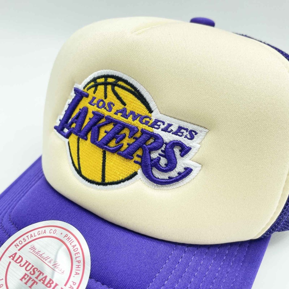 Cappello Trucker in schiuma NBA "Vintage Block" dei Los Angeles Lakers (Cappello NBA) Mitchell & Ness chez FrenchMarket