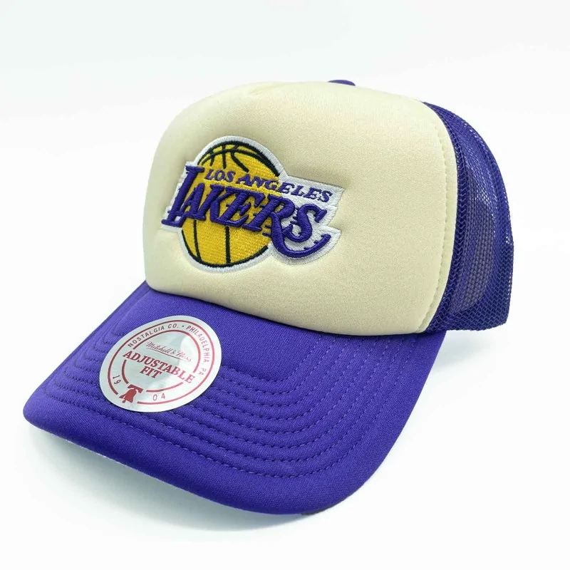 Mitchell & Ness - Casquette Trucker Mousse NBA Los Angeles Lakers "Vintage Block" Violet Taille Unique