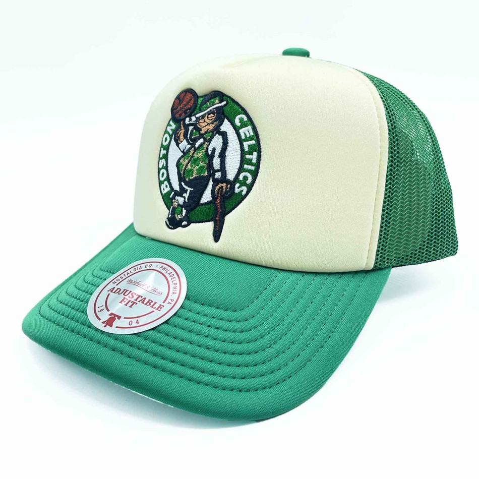 Boston Celtics Vintage Block Trucker-keps - Mitchell & Ness (skum, snapback)