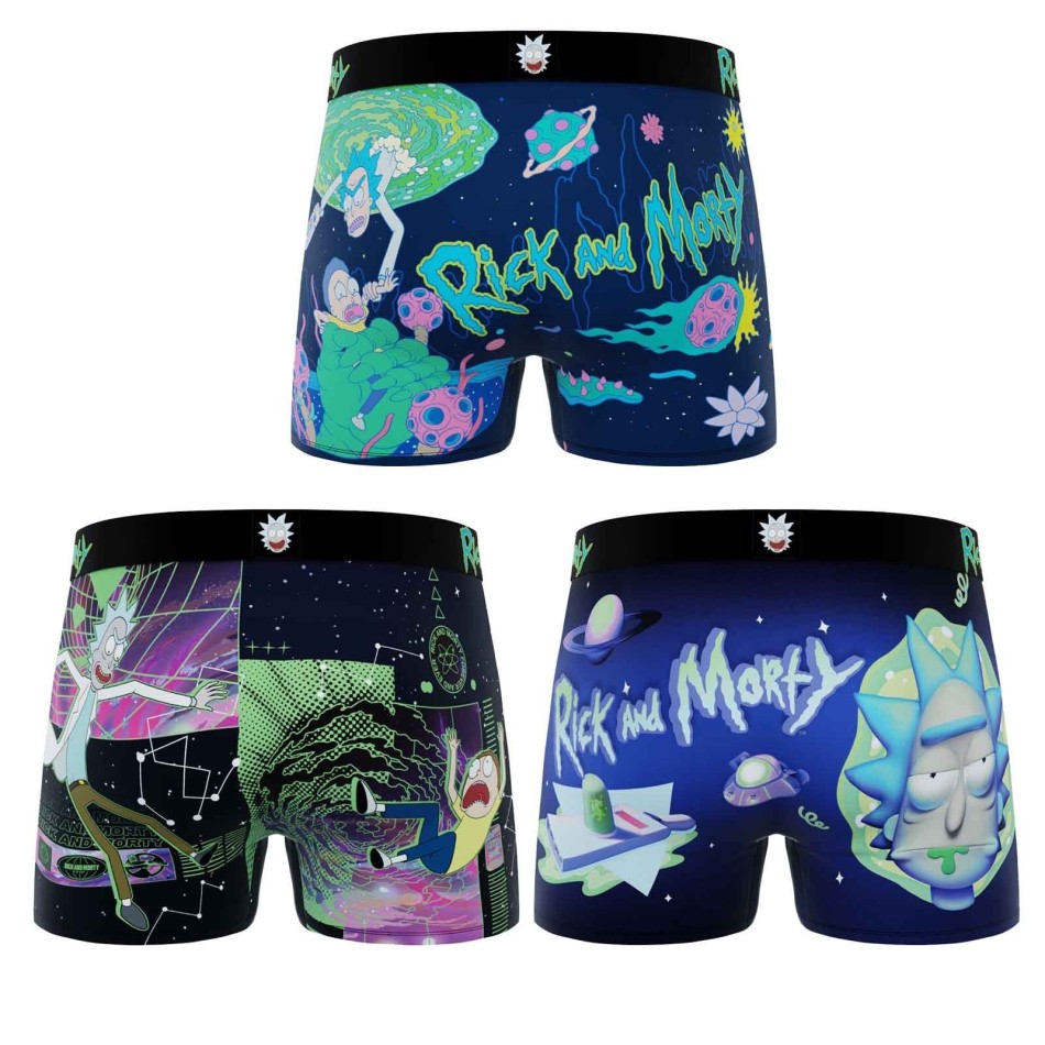 Set om 3 Rick and Morty mikrofiberboxershorts - för män Freegun