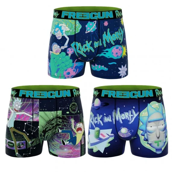 Set van 3 Rick and Morty herenboxershorts van microvezel (Herenboxershorts) Freegun chez FrenchMarket