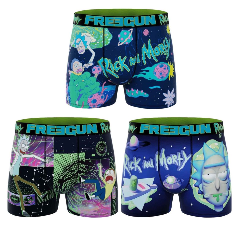 Set om 3 Rick and Morty mikrofiberboxershorts - för män Freegun