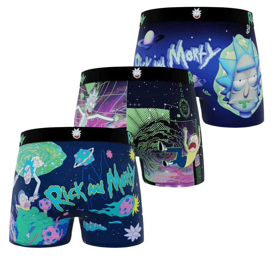 Set om 3 Rick and Morty mikrofiberboxershorts - för män Freegun