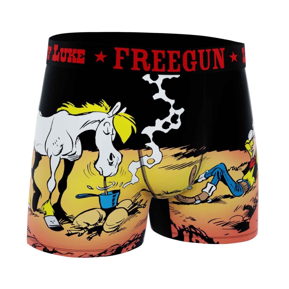 Lucky Luke Boxerbyxor i mikrofiber för män Freegun (Officiell licens)